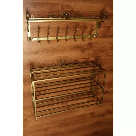 Wieszak na ubrania kuty z półką i szafką na buty